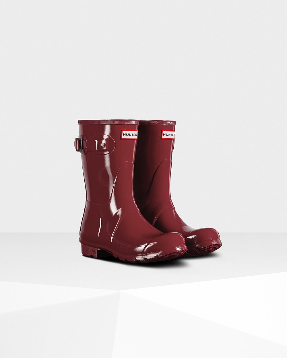 Hunter Mujer Original Gloss - Botas de Lluvia Gris Rojas - 538-XIBVWQ